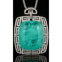 Vintage Square Gemstone Necklace for Women Large Emerald Sapphire Morganite Necklace Sparkling Zircon Halo Statement Jewelry