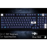 GMK Blue Moon Keycaps, 129 Keys Keycaps Cherry Profile DYE-SUB Personalized GMK Keycaps for Mechanical Keyboard