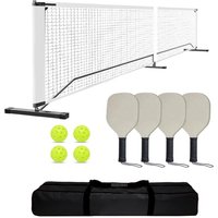 Portables Pickleball-Netz-Set 22 ft | verstellbares Metallgestell + 4 Schläger + 4 Bälle + Tragetasche – komplettes Turnier-Set für Outdoor & Indoor