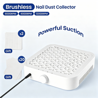 12000RPM Suction Powerful Nail Dust Collector Brushless Nail Dust Extractor Nail Art Manicure Fan Vacuum Cleaner With 2 Filter