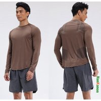 Men's Outdoor Sports Long-Sleeve Tee: Crew Neck, Slim Fit, Friction-Reducing Design, Elastic Comfort for Superior Performance