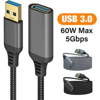 USB 3.0 Cable USB Extension Cable Male to Female Data Cable USB Extender Cord for Laptop PC TV USB Extension Nylon Braided Cable