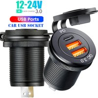 12V/24V Quick Charge 3.0 PD USB Car Charger Socket Fast Charger Socket Electronic Lighter for Boat Motorcycles
