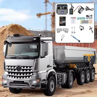 KABOLITE 5801 3-Axle Dump Truck Model Toy 1/14 4X4 Electric Remote Control Dump Truck with Lights and Sound System RC Car Toy