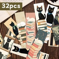 32pcs, Cats and Books Bookmarks, Black Cats, For Teachers, Readers and Book Lovers, Bookmarks, Gifts, Parties, Birthday