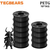Filament d'imprimante 3D TECBEARS en PETG, 1,75 ± 0,02 mm, 10 kg, multicolores, résistant, enroulé soigneusement, compatible avec la plupart des imprimantes FDM