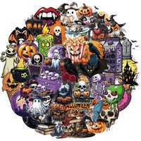 50PCS Halloween Horror Fun Dress Up Graffiti PET Stickers Luggage Notebook Water Cup Phone Case Waterproof Stickers