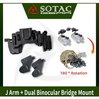 SOTAC CNC Machined Dual Binocular Bridge NVG Helmet Mount + AN/PVS-14 J Arm Dovetail Mount