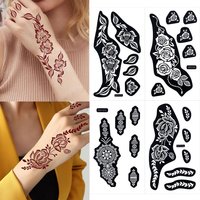 2pcs Flower Tattoo Stencils for Hand Henna Tattoo Templates for Women Wedding Festival Hand and Fingers Body Art Decoration