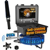 9"Sewer Camera, 512Hz Self-Leveling Sewer Inspection Camera with Meter Counter, IP68 Waterproof Endoscope Camera with 12 LEDs