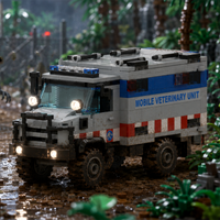 459-piece MOC City Classic Mobile Veterinary Rescue Vehicle Model DIY Assembly Building Block Toy - Holiday and Birthday Gift