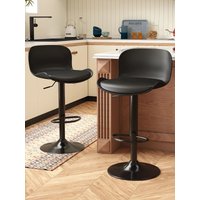 Bar stool Set of 2 , 360° swivel chair, height-adjustable, Barstool with backrest and footrest, imitation leather 120kg