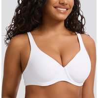 MELENECA Women's Plus Size V-Neck Underwire Unlined Plunge Minimizer T-shirt Bras