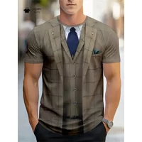 Fashion Fun Men's T-Shirt 3D Suit Tie Printed Short Sleeve Tee Party Tops Summer Men's Street Casual T-Shirt Oversized Clothing