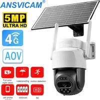 4G LTE Solar Security Camera 5MP PTZ Battery Powered Outdoor Cam with AI Human Detection AOV Mode Surveillance for No WiFi Areas
