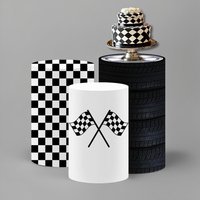 Mehofond Custom Cylinder Cover Backdrop Racing Car Wheels Kids Birthday Party Plinths Backdrop Pedestal Background Decor Elastic