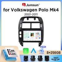 Junsun Bezprzewodowe Radio Samochodowe CarPlay Android Auto do Volkswagena (VW) Polo Mk4 (Typ 9N/9N3) 2001-2009 z Wbudowanym Wentylatorem Chłodzącym, Nawigacja GPS Android, Odtwarzacz Multimedialny,