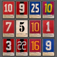 Vintage Famous Soccer Players Jersey Numbers Poster Sport Minimalist Wall Stickers Paintings for Home Living Room Decor