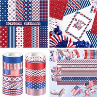 Blue USA July 4th Day Handbook Background DIY Scrapbook Paper and Washi Tape Material Background DIY Origami Decorative Paper