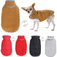 Warm Dog Coat For Winter Autumn Fleece Reversibal Puppy Clothes With Leash Hole Waterproof Pets Jacket For Small Medium Dogs Pug