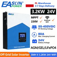 EASUN POWER 3.2 kW Hybrydowy Inwerter Solarny 24V 220V Off Grid Czysta Sinusoida 120A MPPT Ładowarka Solarna do Akumulatorów z WIFI