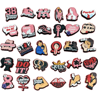 1-30Pcs Ladies First Woman Power Shoes Decorations Girl We Stand Together PVC Sandals Charms DIY Happy Woman's Day Bracelet