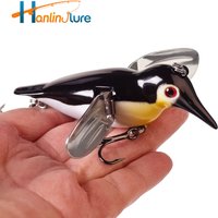 Hanlin 8cm/12g Simulation Penguin Topwater Popper Bait Floating Birds Fishing Lure Metal Wings Wobbler Swimbait Pike Bass Tackle