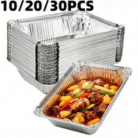 10/20/30PCS Disposable Aluminum Pan Tin Foil Containers Non-Stick Air Fryer Oven Cooking Barbecue Picnic Household Kitchen Tool