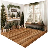 Mehofond Warme Innenkabinen-Weihnachtsfotografie, Weihnachtsbaum, Kerzen, Kindergeburtstag, Familienporträt, Hintergrund, Fotodekoration