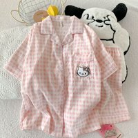 Sanrio Women's Pajamas Summer New Hello Kitty Sweet Cartoon Short Sleeve Shorts Home Clothes
