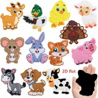 2D Flat 12PCS Cartoon Cute Farm Animals Refrigerator Decorative Magnetic Tiles Set, Home Decoration Magnetic Tiles