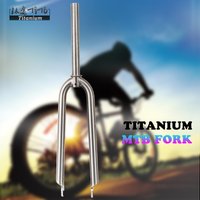 TiTo Titanium Gr.9 MTB Mountain Bike Front Fork Round Shoulder 3AL/2.5V Bicycle Fork PM / IS Mount With V Brake Titanium Fork