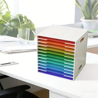 12-Tier White Desktop File Organizer, A4 Paper & Scrapbook Holder with Handles for Office & School