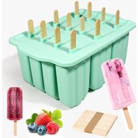 Kitchen Gadgets 12 Grids Silicone Ice Cream Molds with Lid Non-Stick Ice Lolly Mold Reusable DIY Ice Cream Trays Party Supplies