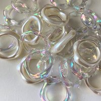 Street Style Jelly Color Valentine's Day Gift Pearl Color Punk Ring Finger Buckle Transparent Ring Women Jewelry Accessories