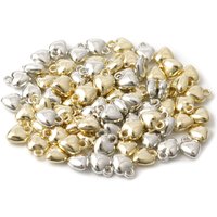 100pcs/Lot CCB Heart Shape Charms Gold/Rhodium Color Spacer Bead Pendants for Jewelry Making DIY Bracelet Earring Necklace