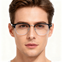 VIVIBEE Square Blue Light Blocking Glasses Men Semi Rimless Square Ray Filter Eyeglasses Vintage Women UV400 Computer Eyewear