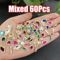 32/50/60Pcs 3D Valentine's Day Mixed Luxury Nail Art Rhinestones 10x10mm Square/Heart Metal Alloy Nail Charms Shiny Diamond Gem