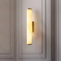 Luxury Natural Marble Wall Lamp Nordic Minimalist Long Copper light TV background bathroom mirrors bedside staircase wall lamp