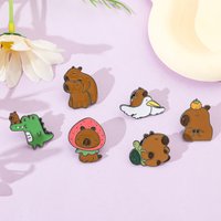 Cute Looking Capibara Capybara Enamel Pin Small Animal Strawberry Orange Turtle Badge Brooch Lapel Jewelry Gift Kids Wholesale