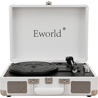 Retro Suitcase Vinyl Record Player 3 Playback Modes Built-in Battery Wireless Bluetooth Speaker Portable LP Turntable Home Stere
