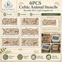 6 Celtic Animal Knot Border Stencils,Ideal for Viking Knot Designs in for Art And Crafts,Perfect for Wall for Art,Furniture,DIY