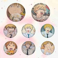 Cartoon Character Denji Badges 25 32 44 58 75 Mm Round Cosplay Pin Bag Decor Fans Collect Friends Gifts Brooch Souvenir