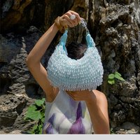 Summer Sea Style Beads Beading Tassel Hobo Bag Luxury Beads Beaded Handmade Clutch Purse Women Fashion Handbag Female