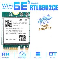 M.2 WiFi 6E Triple Band 5374Mbps Bluetooth 5.3 Adapter Gigabit Wireless Dongle RTL8852CE 802.11ax Network Card for Windows 10/11