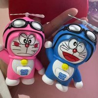 Anime Doraemonsas Pressing Face Change Keyring Rotating Bamboo Dragonfly Doll Dingdang Cat Ornament Keychain Birthday Gifts