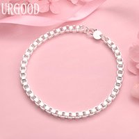 925 Sterling Silver Hollow Out Small Square Bracelet For Women Party Engagement Wedding Fashion Jewelry