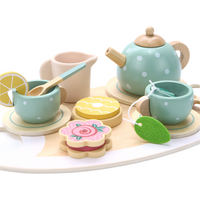 Wooden Children Simulation Afternoon Tea Set Toy Pretend Play Food Learning Role Play Game Early Educational Toys for Toddlers G