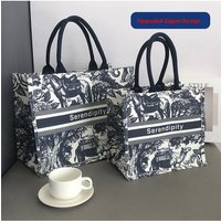 Retro Tea Ancient Road Tote Bag Women Large Capacity Canvas with Zipper Commuting to Work Square Shape Handbag