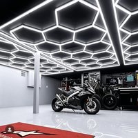 VASTFIRE 5-14 hole white light honeycomb hexagonal garage light 6500K cold white light DIY free combination easy installation and plug and play suitable for home indoor space, garage, 4S repair shop,